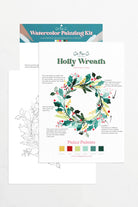 Holly Wreath watercolor painting kit - Boho Fabrics - 