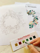 Holly Wreath watercolor painting kit - Boho Fabrics - 