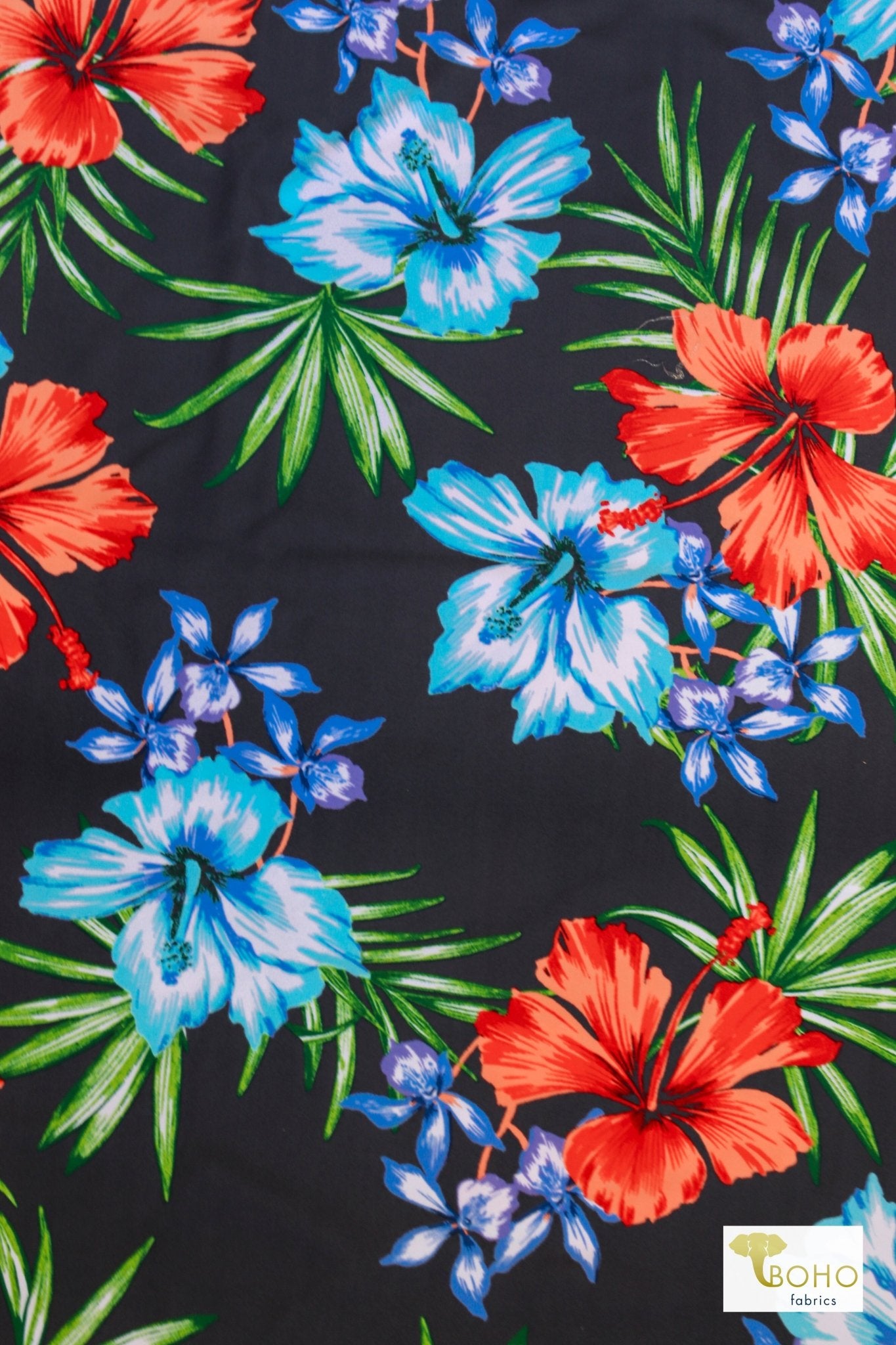 Island Hibiscus, Swim Knit Fabric - Boho Fabrics - Swim Knit, Printed Fabric