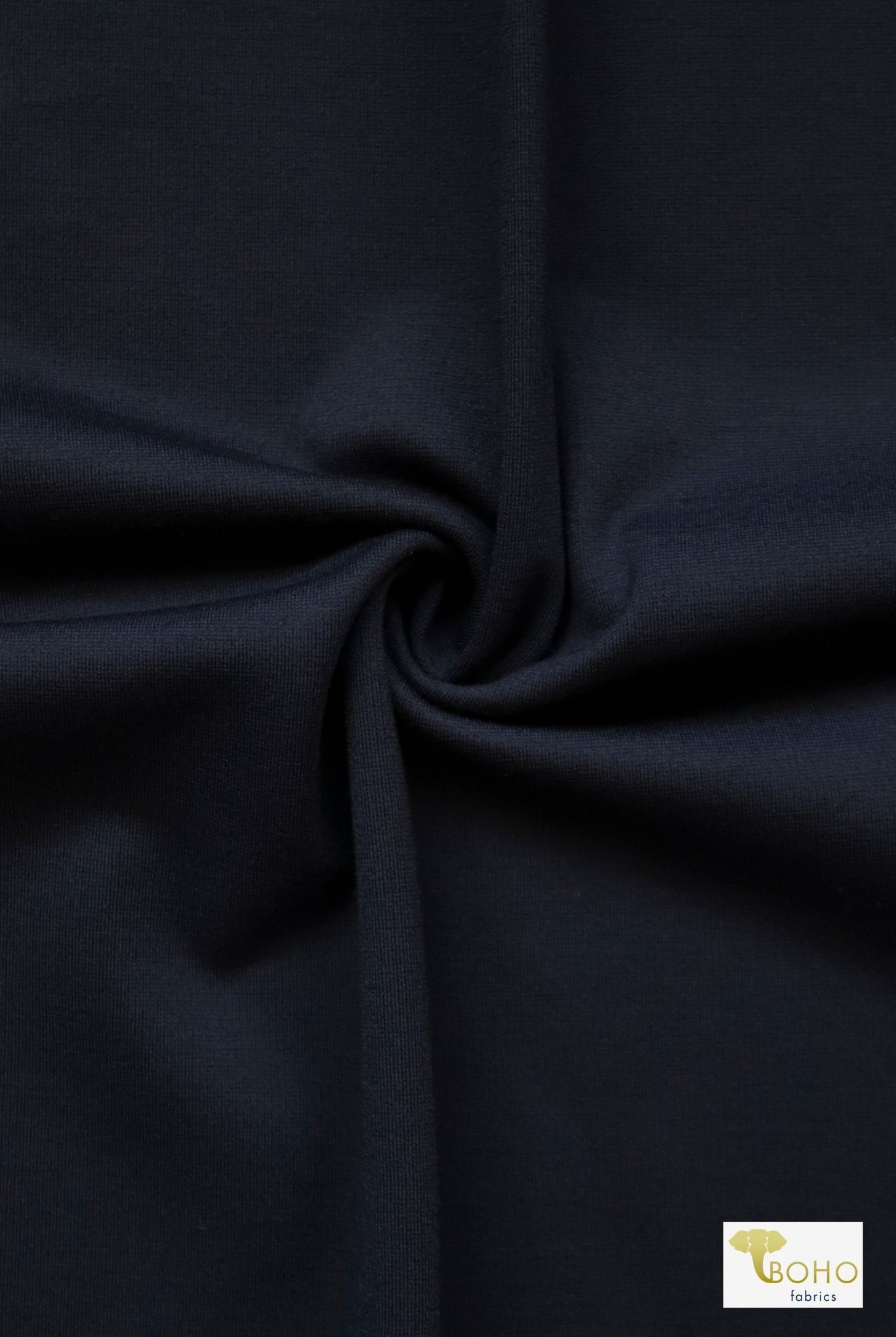 Last Cuts! Dark Navy, Ponte Solid Knit Fabric - Boho Fabrics