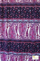 Last Cuts! Lilac Paisley, Jersey Knit Fabric. - Boho Fabrics - Jersey Knit Printed Fabric