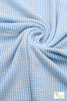 Light Blue Seersucker, Knit Fabric - Boho Fabrics - Novelty Knit