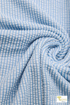 Light Blue Seersucker, Knit Fabric - Boho Fabrics - Novelty Knit