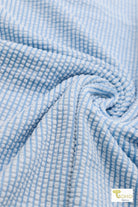 Light Blue Seersucker, Knit Fabric - Boho Fabrics - Novelty Knit