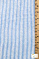 Light Blue Seersucker, Knit Fabric - Boho Fabrics - Novelty Knit