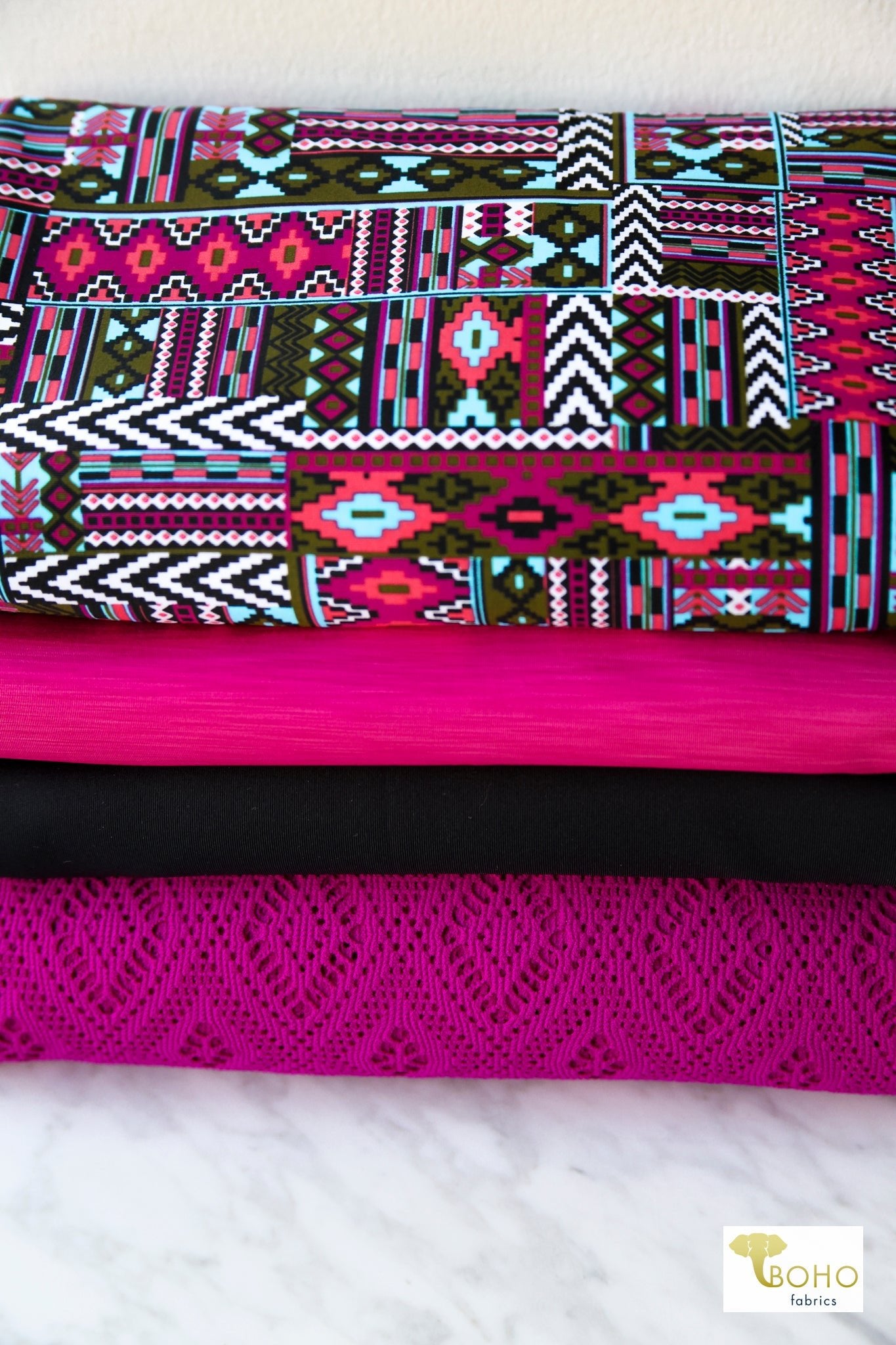 Magenta Tapestry, Athletic Knit Bundle (CM - ATHL - 02) - Boho Fabrics - Fabric Bundles