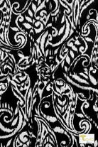 Midnight Scrolls, Swim Knit Printed Fabric - Boho Fabrics - Swim Knit, Printed Fabric