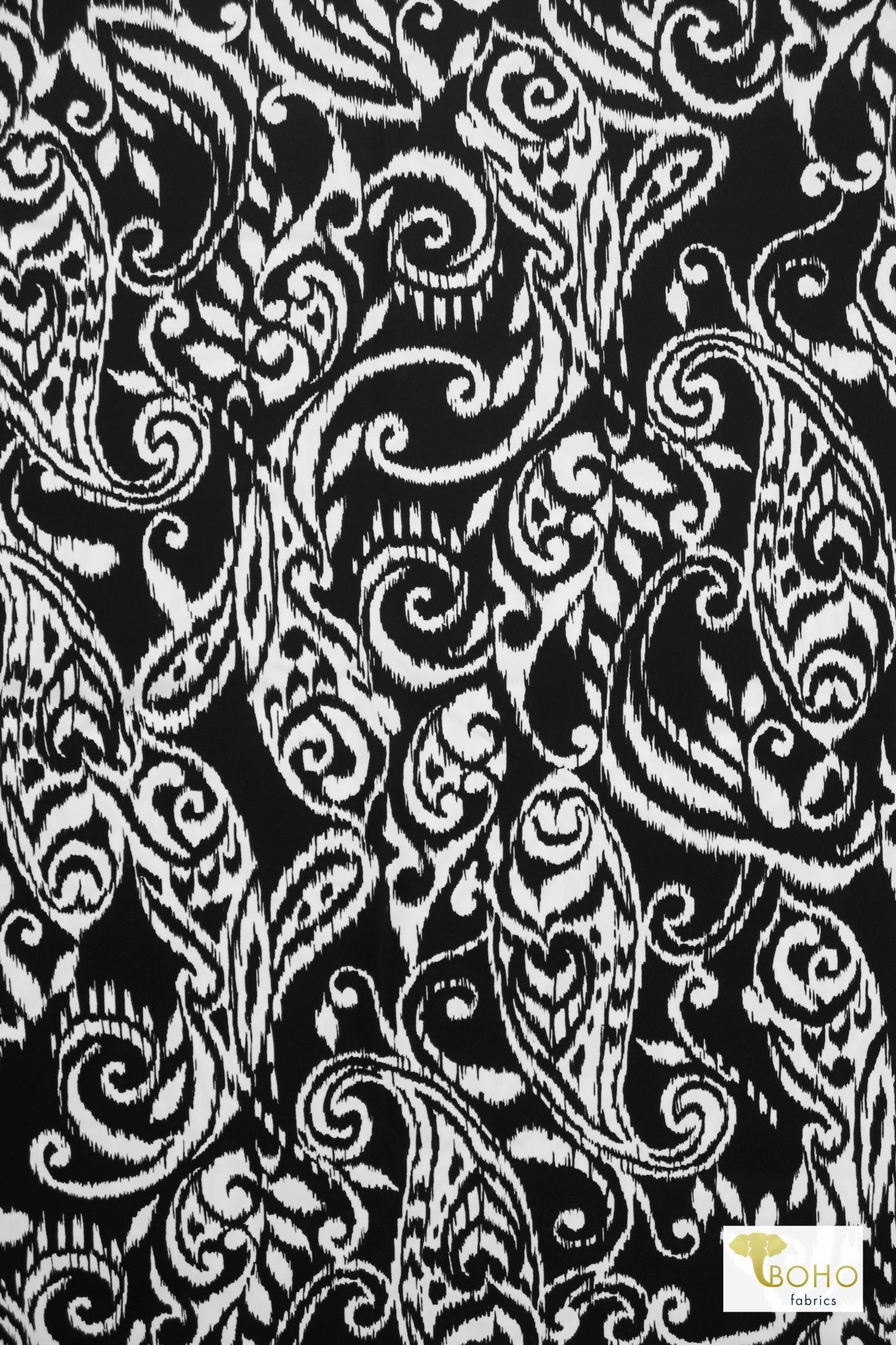 Midnight Scrolls, Swim Knit Printed Fabric - Boho Fabrics - Swim Knit, Printed Fabric