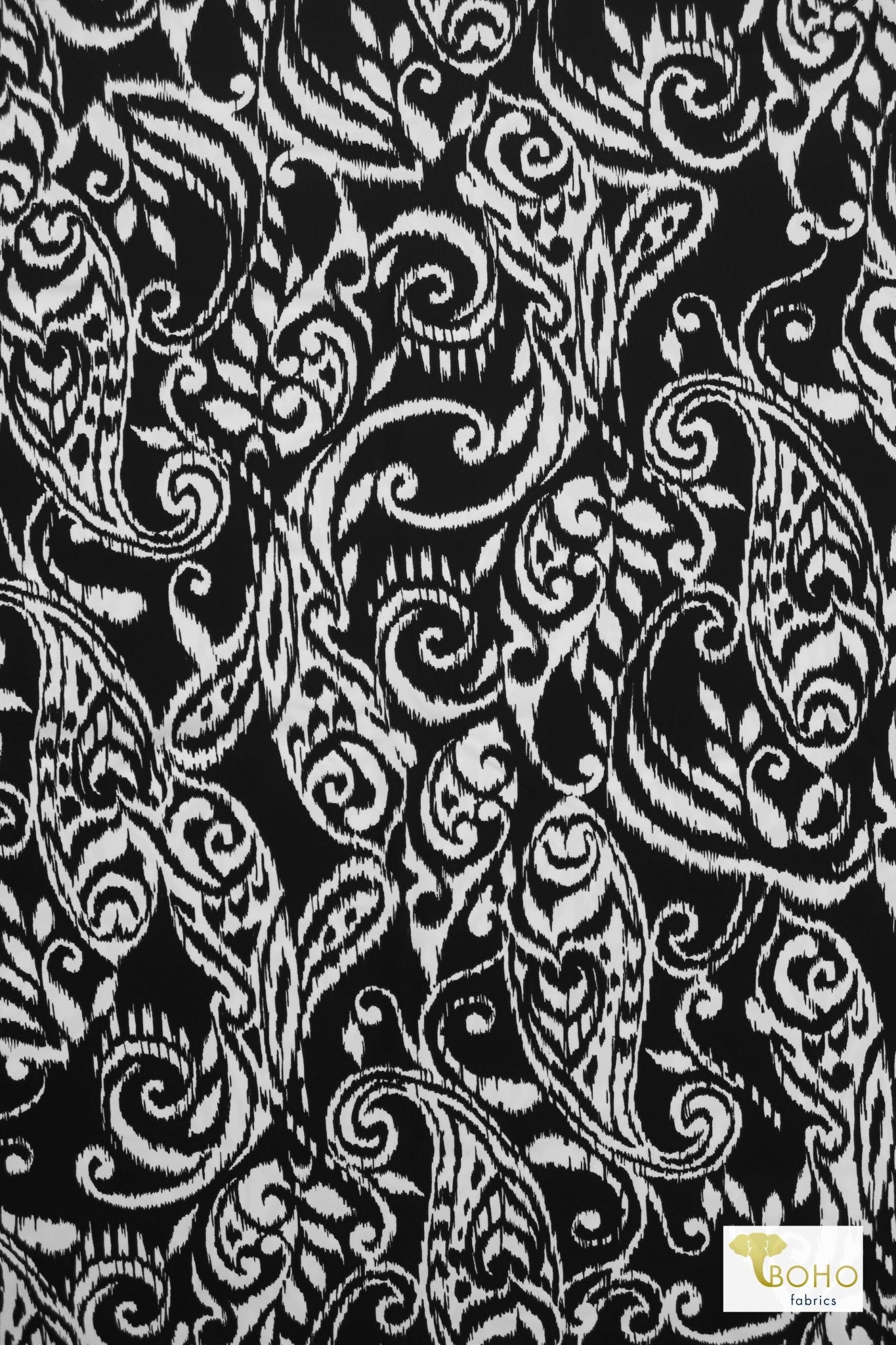 Midnight Scrolls, Swim Knit Printed Fabric - Boho Fabrics - Swim Knit, Printed Fabric