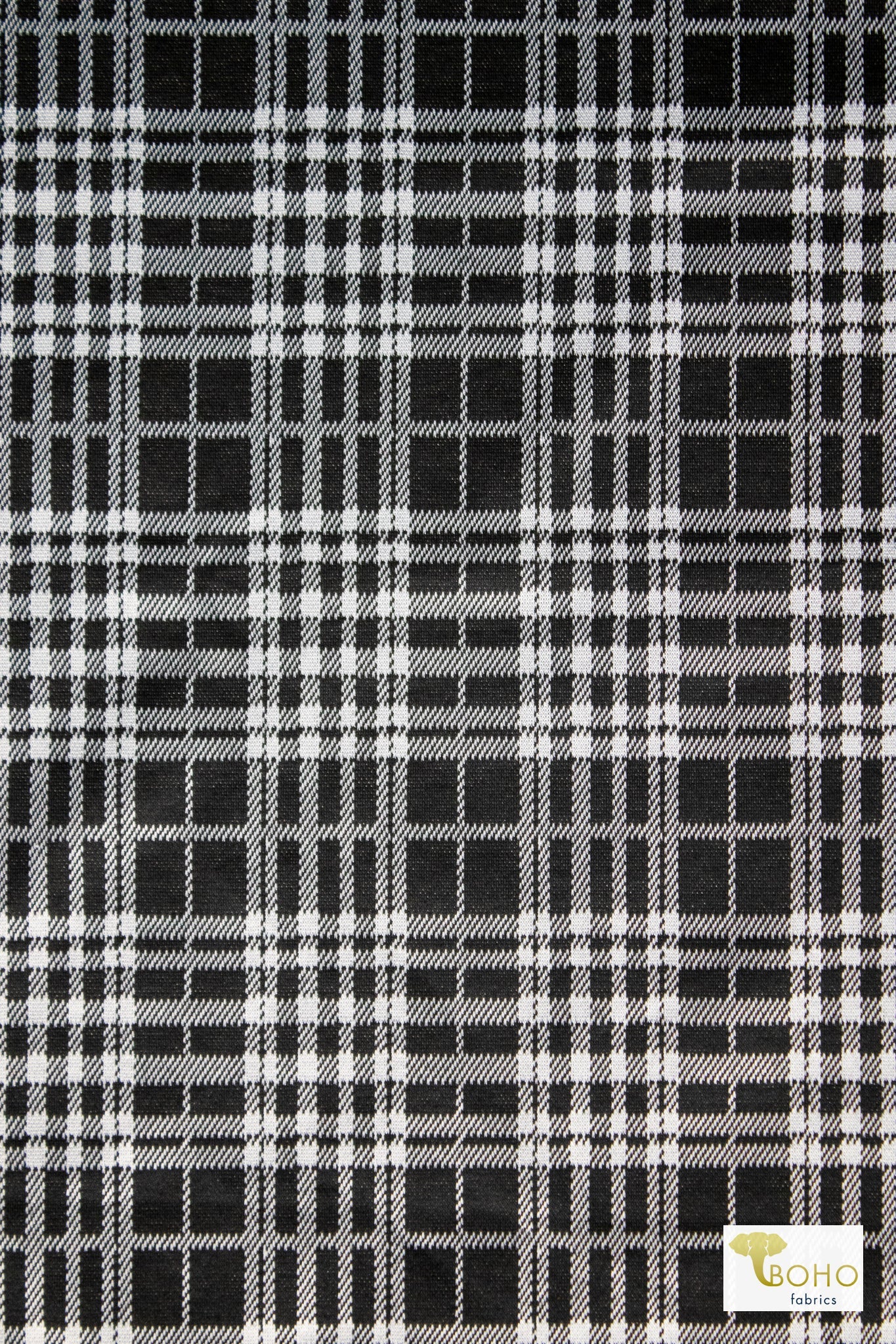 Modern Black Plaid, Ponte Knit Fabric - Boho Fabrics - Ponte Print, Knit Fabric