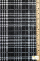 Modern Black Plaid, Ponte Knit Fabric - Boho Fabrics - Ponte Print, Knit Fabric