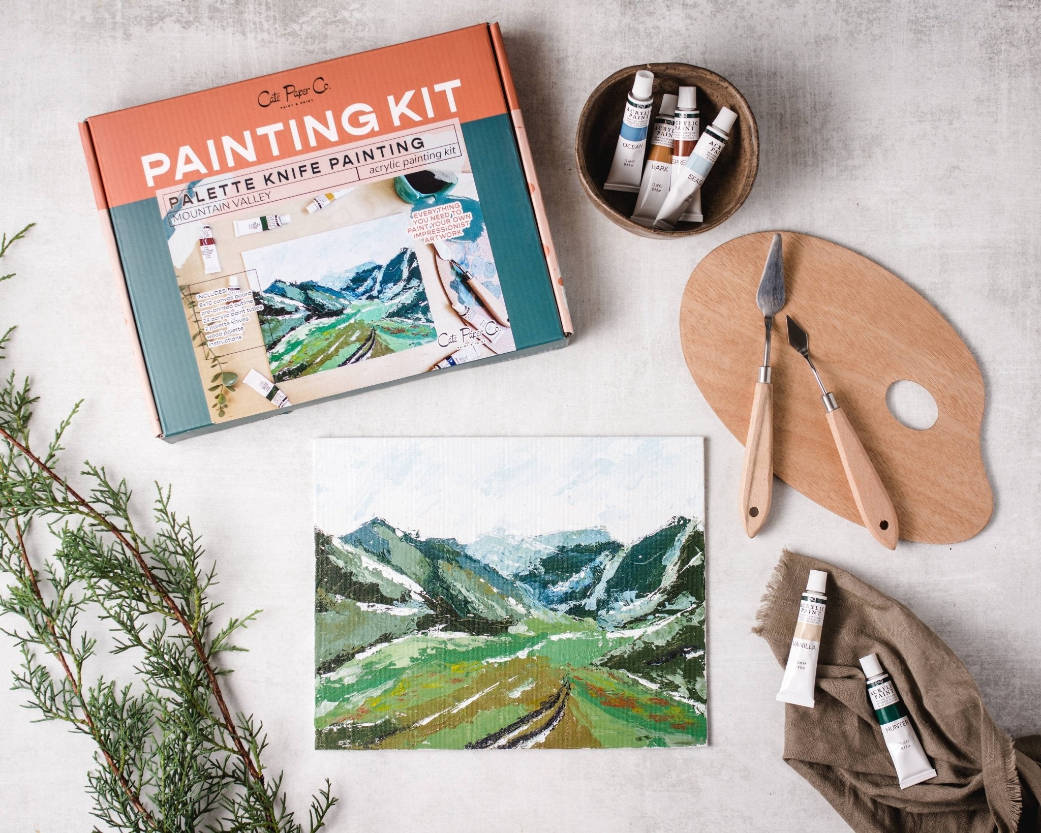 Mountain Valley palette knife painting kit - Boho Fabrics - 