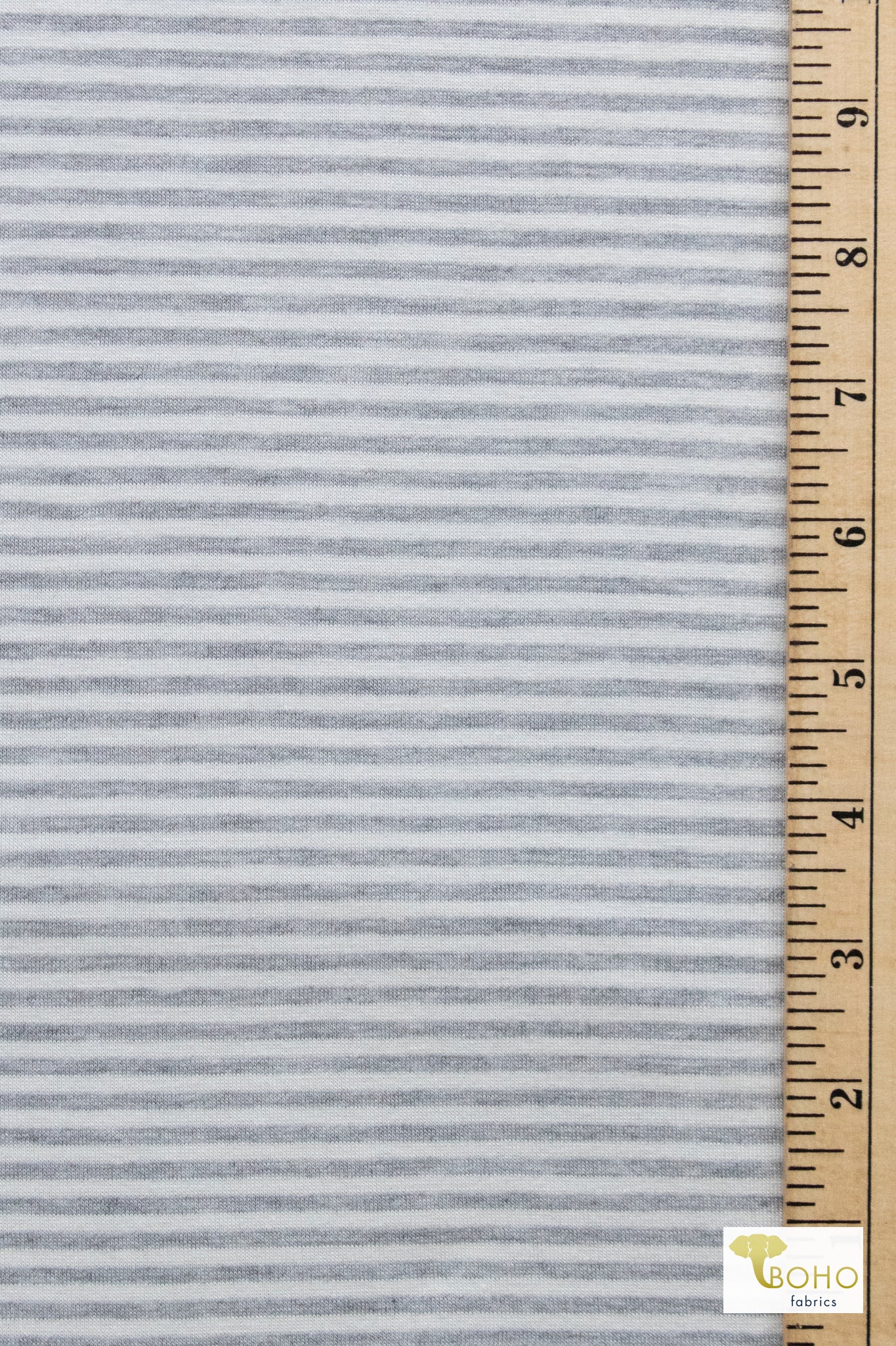 Narrow Gray Stripes, Rayon Spandex Knit Fabric - Boho Fabrics - Rayon Jersey Prints, Knit Fabric