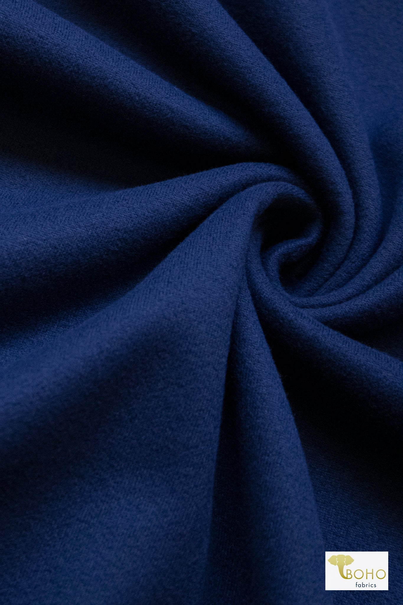 Navy, Brushed Scuba Knit Fabric - Boho Fabrics - Suede Knit Fabric