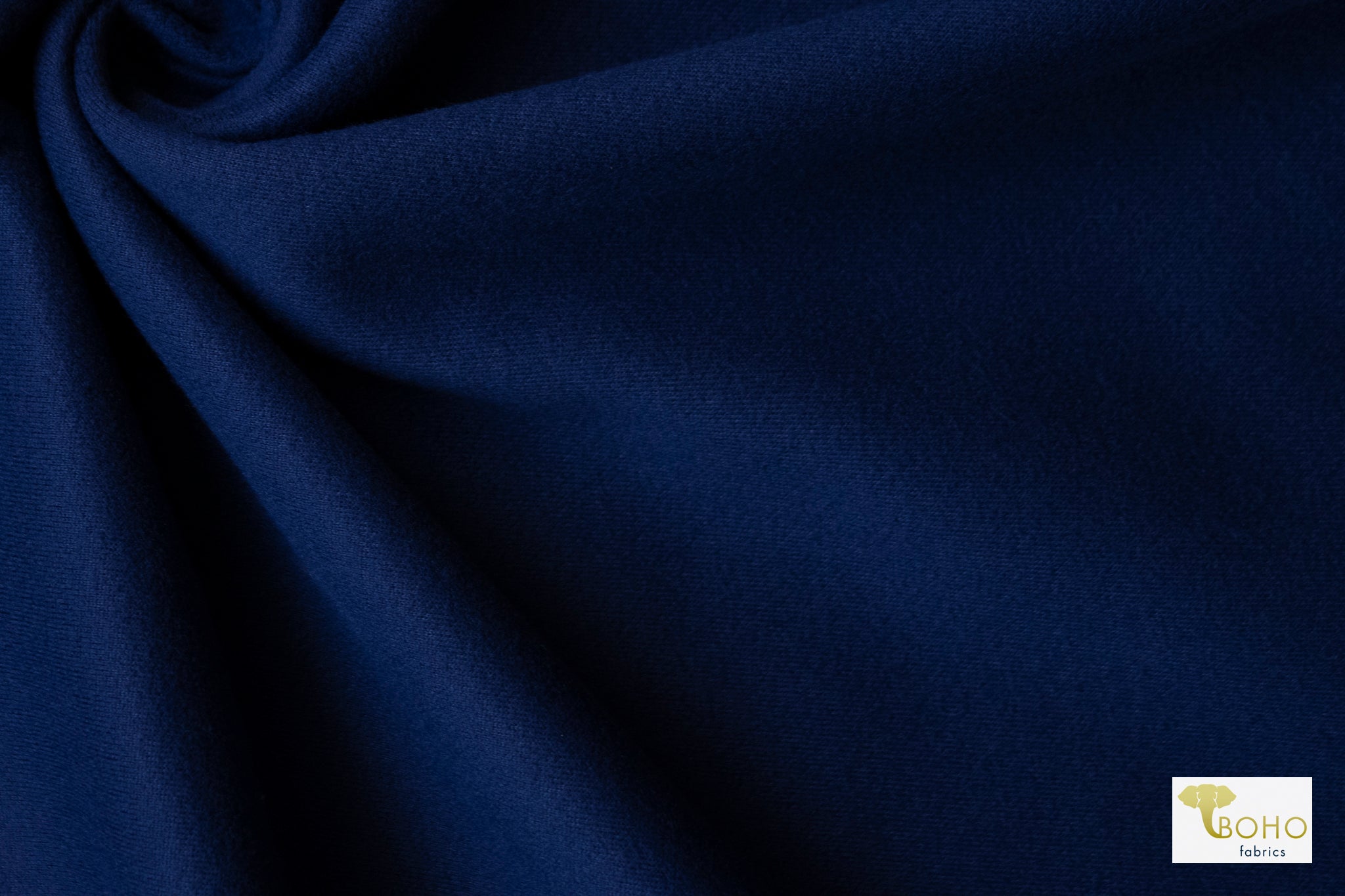 Navy, Brushed Scuba Knit Fabric - Boho Fabrics - Suede Knit Fabric