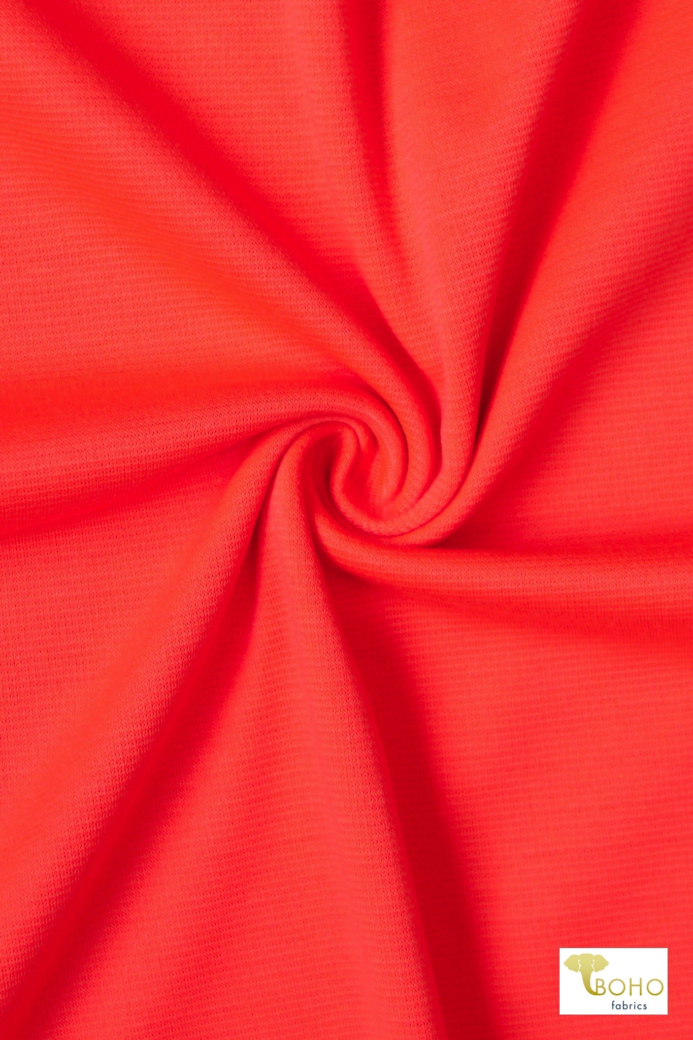 Neon Coral, Ponte Solid, Double Knit - Boho Fabrics - Ponte Solid, Knit Fabric