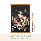 Night Mushrooms Meditative Art Paint by Number Kit - Boho Fabrics - 