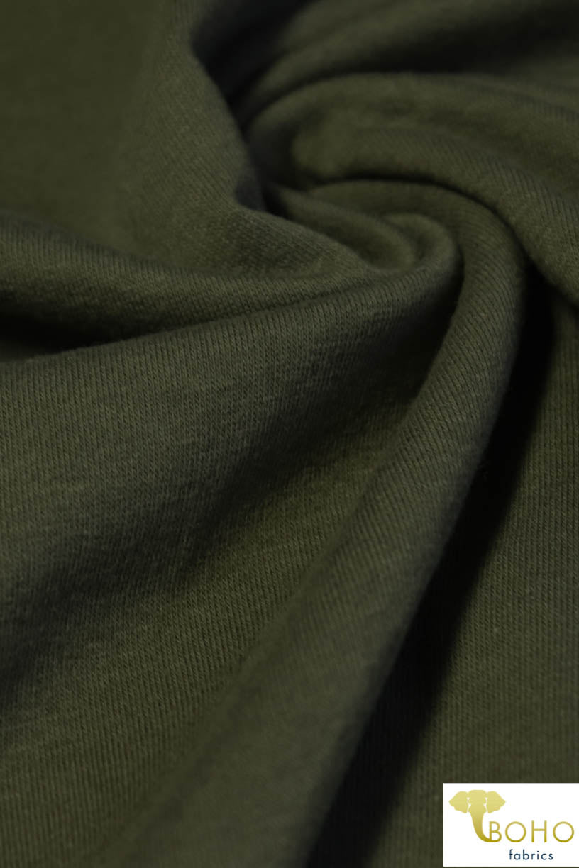 Olive. Cotton French Terry. CLFT - 938 - OLV. (PRE - ORDER) - Boho Fabrics - Cotton, French Terry Knit