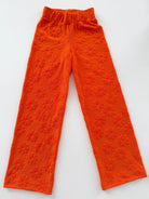 Orange Daisy Jacquard Terry Knit Fabric - Boho Fabrics - Jacquard Knit Fabric