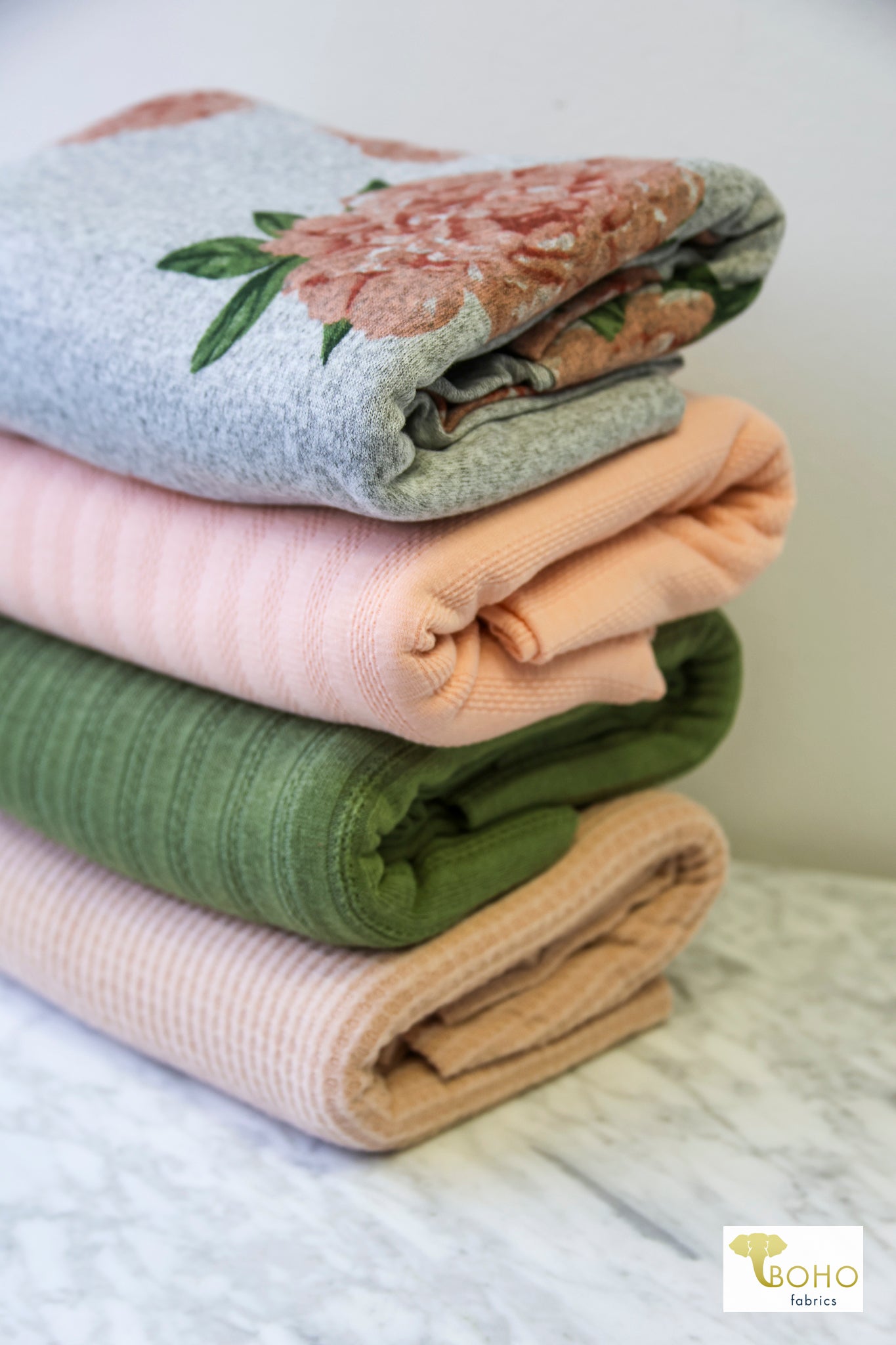 Peach Florals, Sweater Knit Bundle - CM - SWTR - 03 - Boho Fabrics - Fabric Bundles