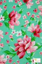 Peony Paradise in Mint, Knit Fabric - Boho Fabrics - Novelty Knit