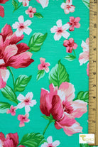 Peony Paradise in Mint, Knit Fabric - Boho Fabrics - Novelty Knit