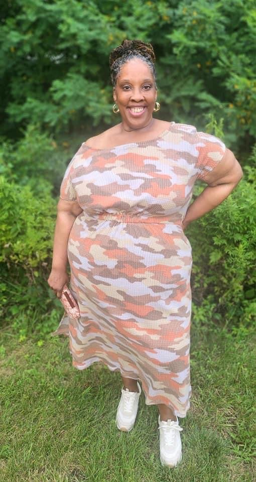 Periwinkle, Green, Orange, & Brown Camo. Brushed Waffle Knit Fabric. BWAFF - 133 - POB - Boho Fabrics - Waffle Knits