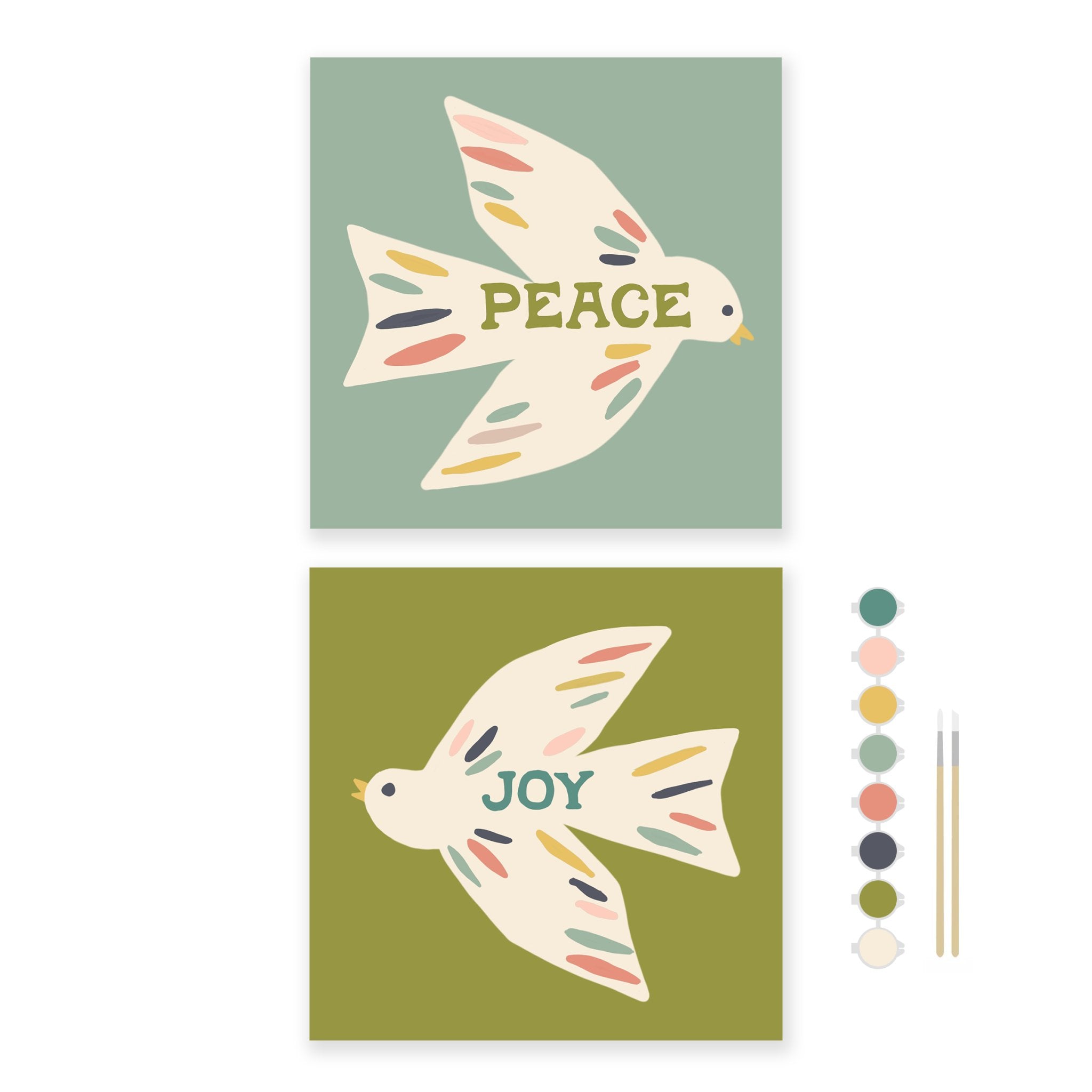 Petite Artisan Peace and Joy Paint by Number Kit for Kids - Boho Fabrics - 