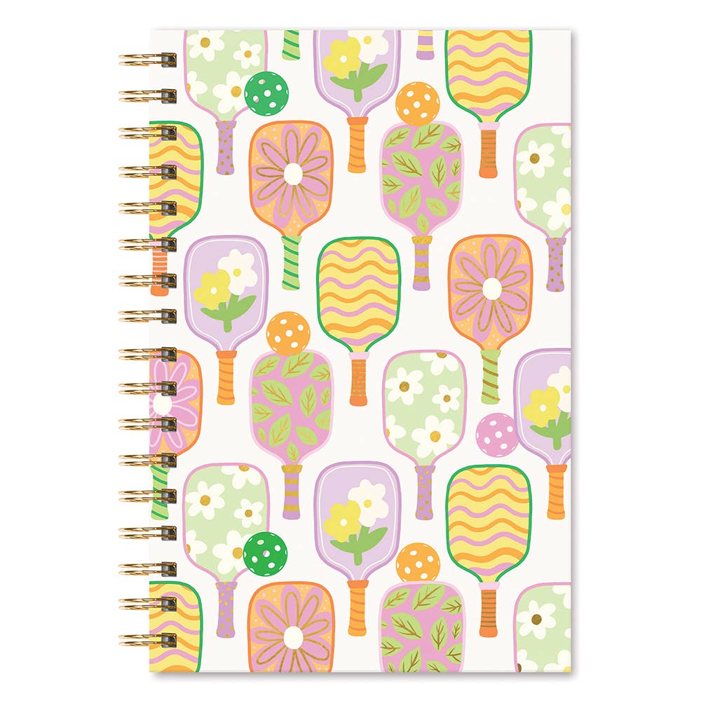 Pickleball Rally Medium Spiral Notebook - Boho Fabrics - 