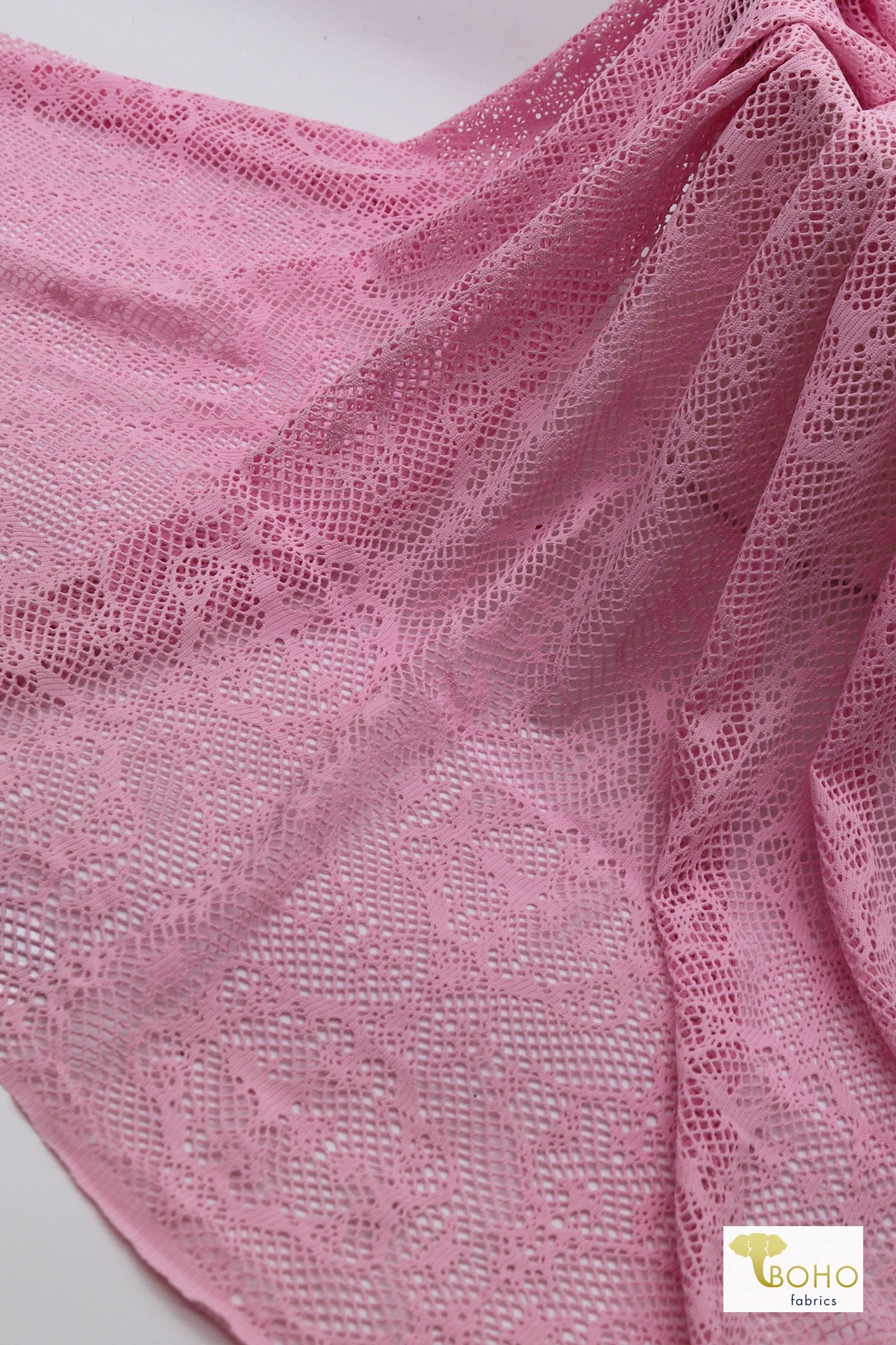 Pink ButterflyStretch Lace Fabric - Boho Fabrics - Stretch Lace Fabric