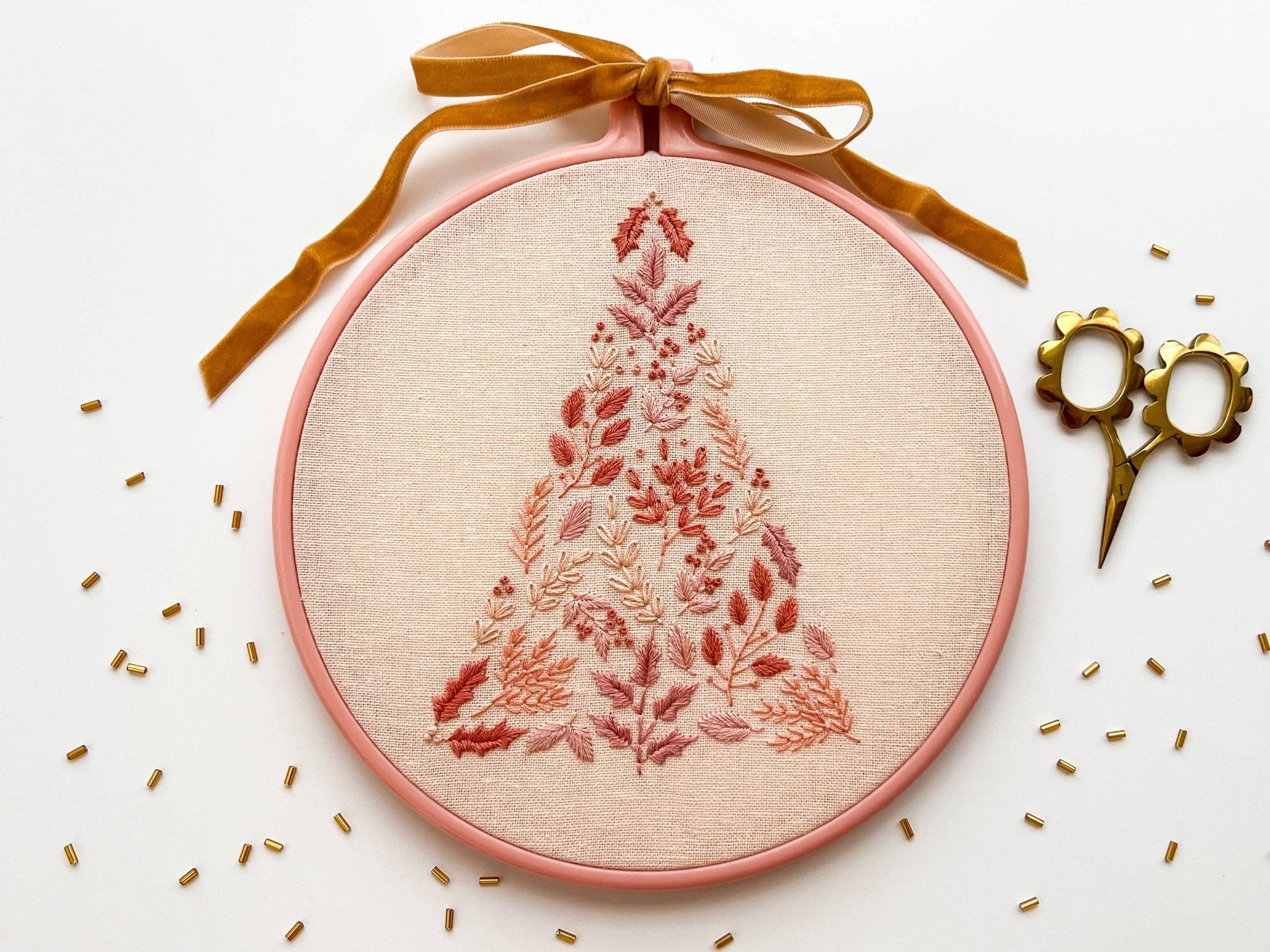 Pink Christmas Tree Embroidery Kit - Boho Fabrics - 