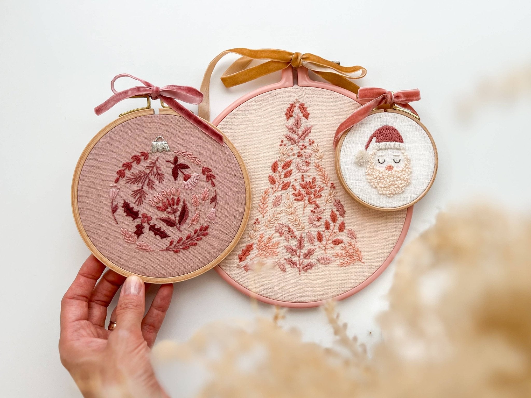 Pink Christmas Tree Embroidery Kit - Boho Fabrics - 