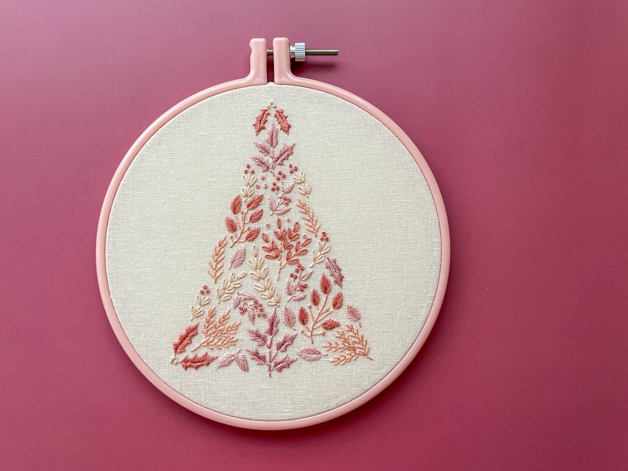 Pink Christmas Tree Embroidery Kit - Boho Fabrics - 