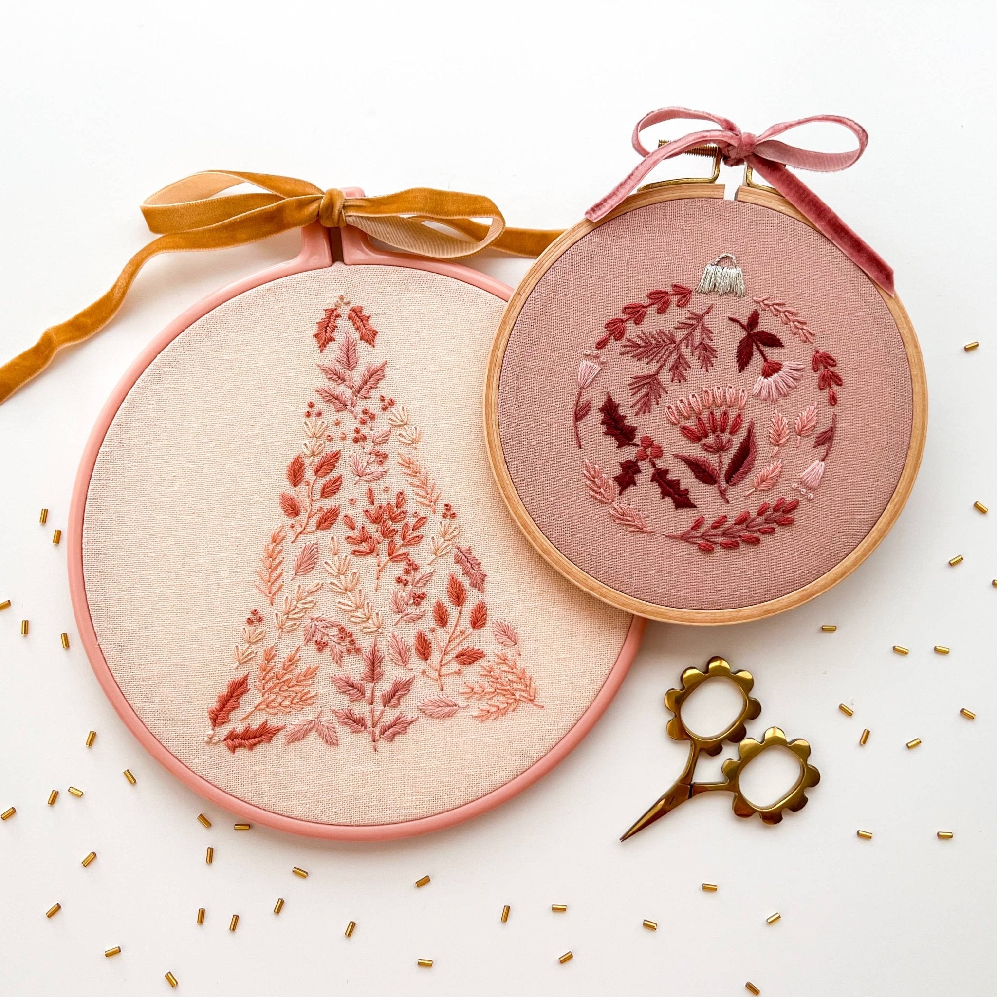 Pink Christmas Tree Embroidery Kit - Boho Fabrics - 