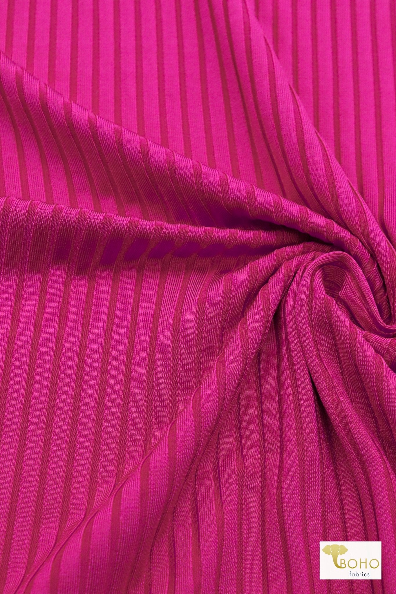 Pink Fuchsia Wide, Athletic Rib Knit Fabric - Boho Fabrics - Athletic Knit Fabric