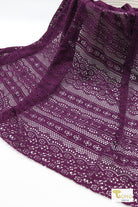 Purple Chantilly, Stretch Lace Fabric - Boho Fabrics - Stretch Lace Fabric