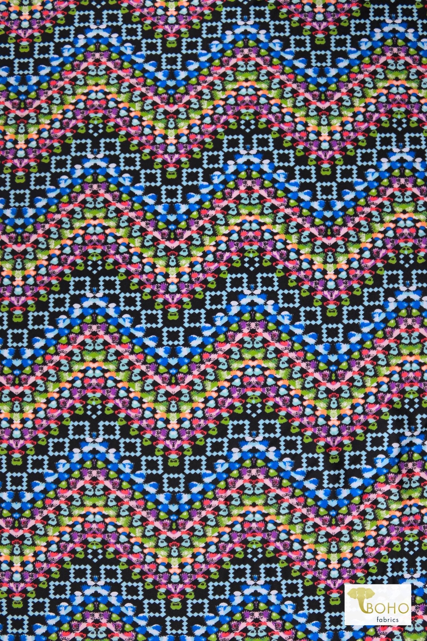 Rainbow Droplets Chevron, Swim/Athletic Knit Fabric - Boho Fabrics - Swim Knit, Printed Fabric