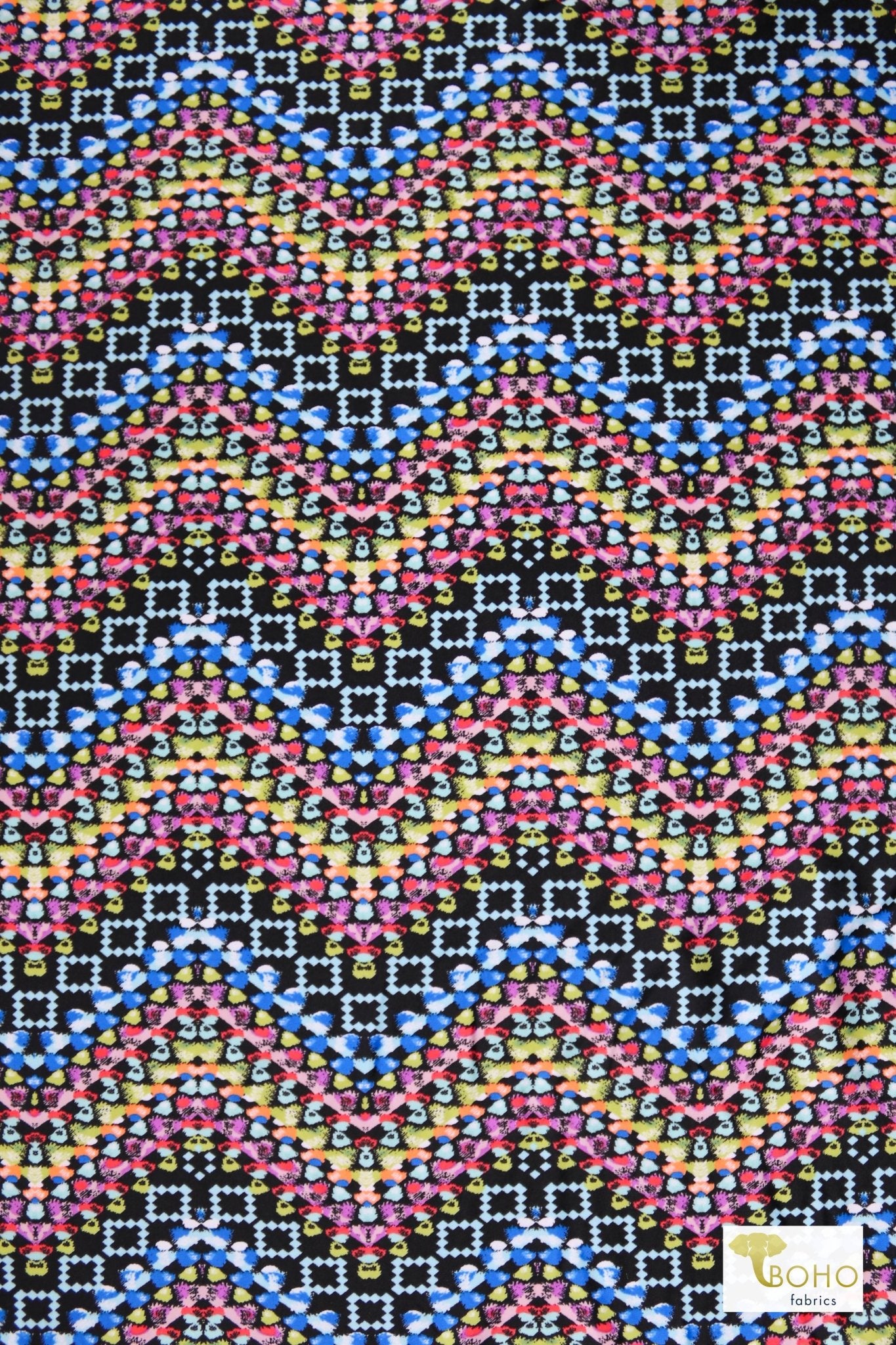 Rainbow Droplets Chevron, Swim/Athletic Knit Fabric - Boho Fabrics - Swim Knit, Printed Fabric