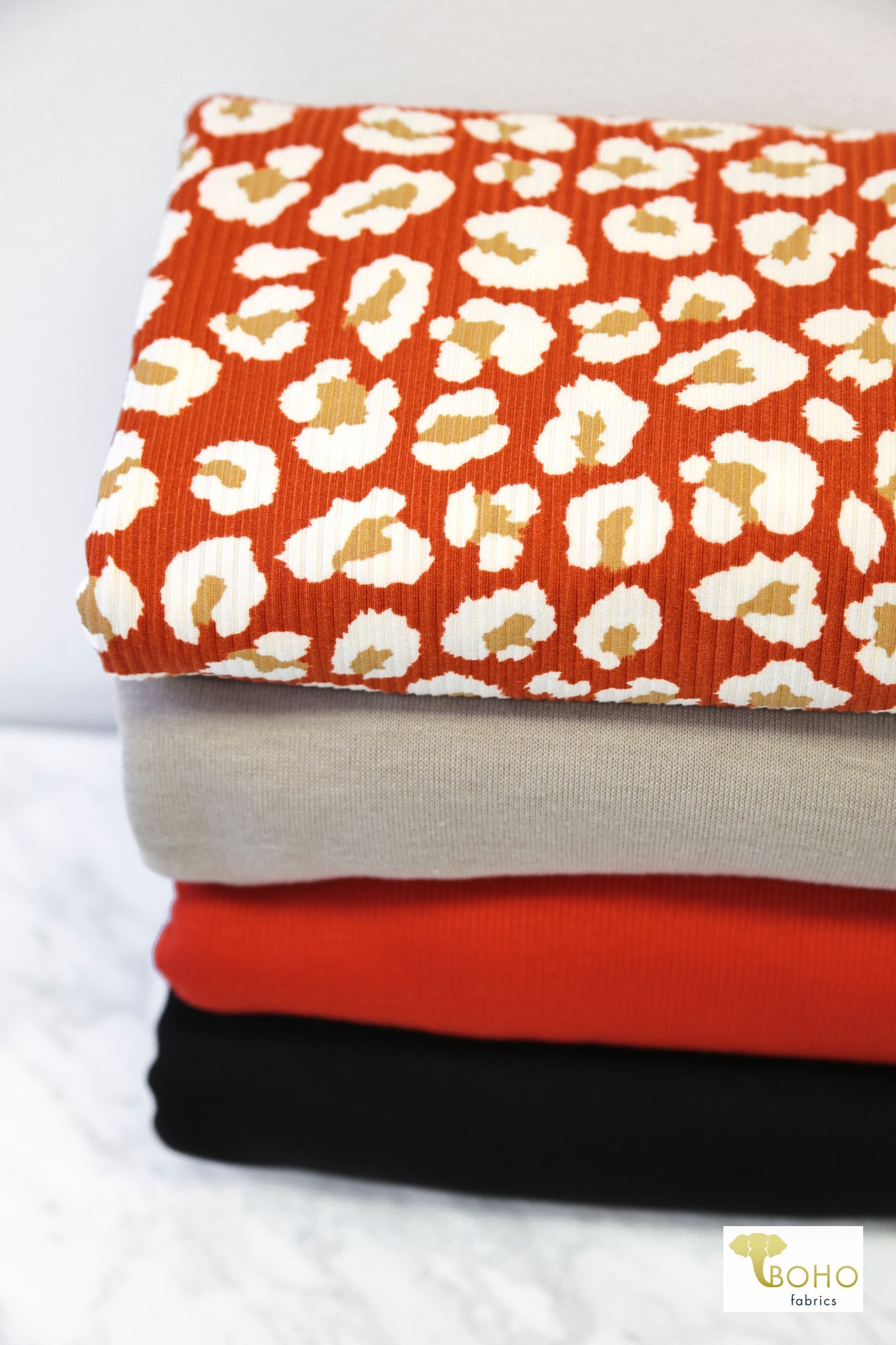 Red Leopard, Knit Capsule Bundle (CM - CAPS - 02) - Boho Fabrics - Fabric Bundles