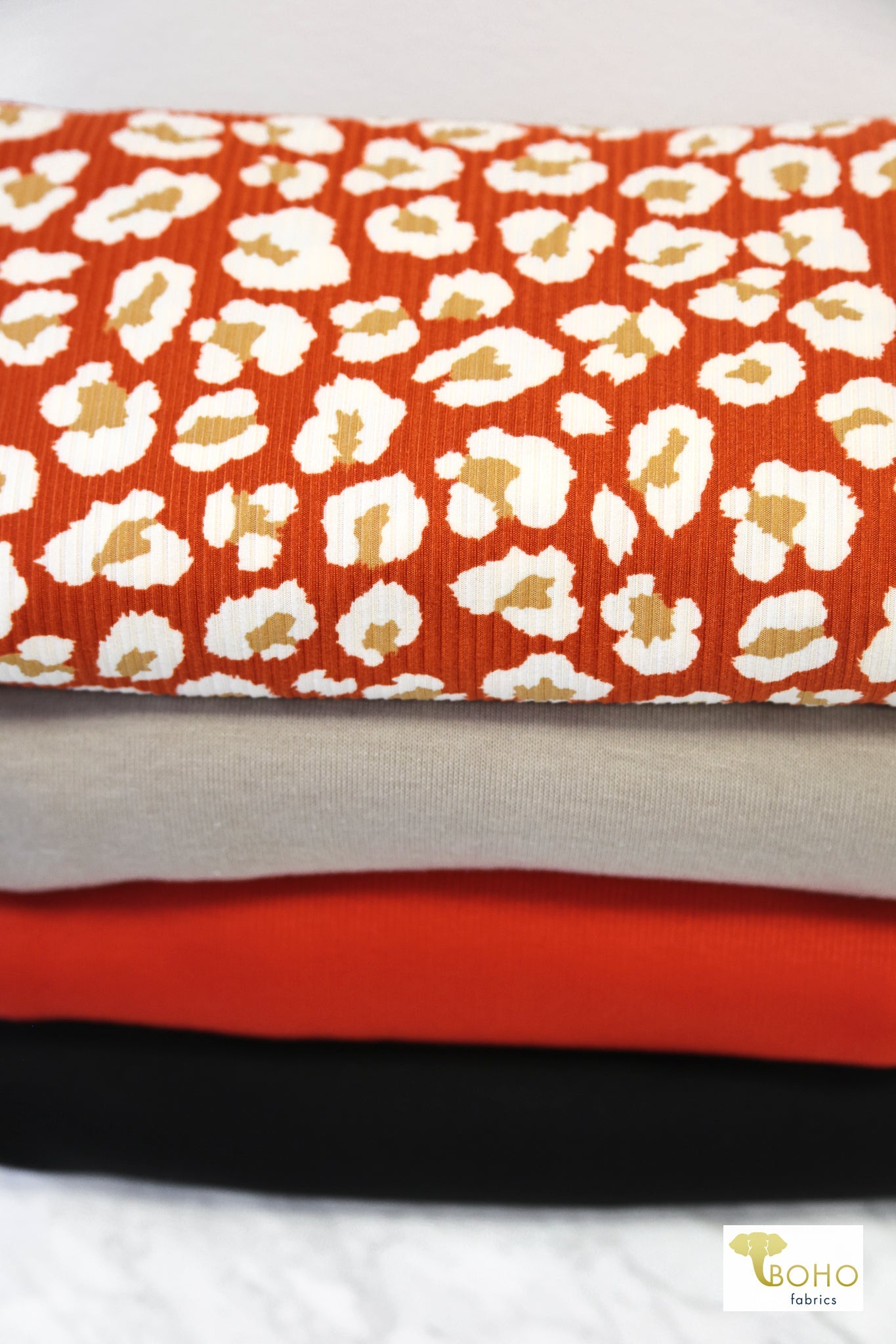 Red Leopard, Knit Capsule Bundle (CM - CAPS - 02) - Boho Fabrics - Fabric Bundles