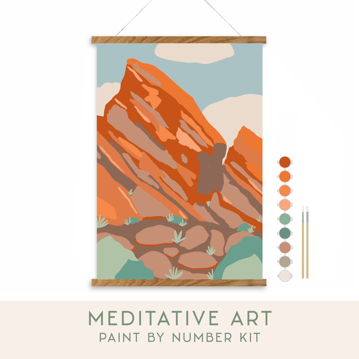 Red Rocks Meditative Art Paint by Number Kit - Boho Fabrics - 