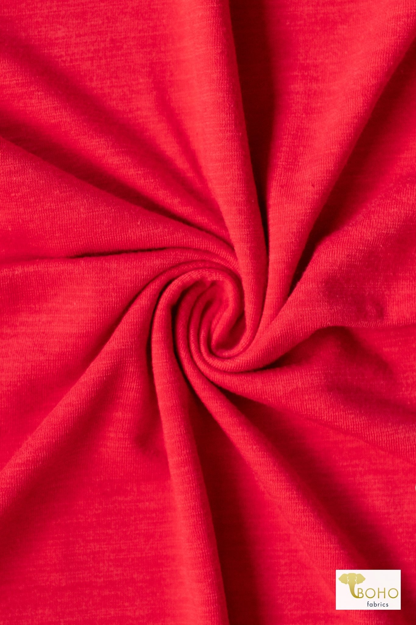 Red Slub, Jersey Knit Fabric - Boho Fabrics - Jersey Solid, Knit Fabric