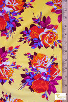 Rose Cutouts on Yellow, Athletic Knit Fabric - Boho Fabrics - Athletic Knit Fabric