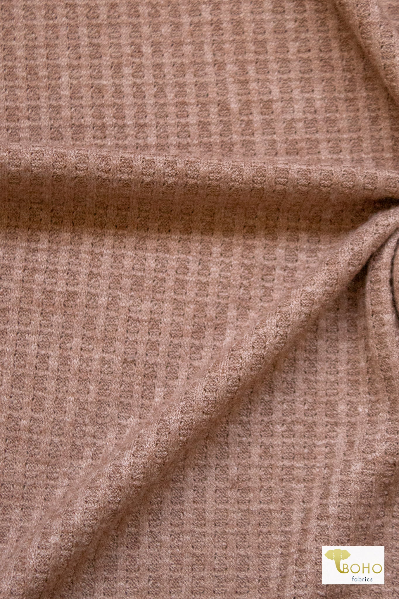 Rose Gold, Waffle Knit Fabric - Boho Fabrics - Waffle Knits