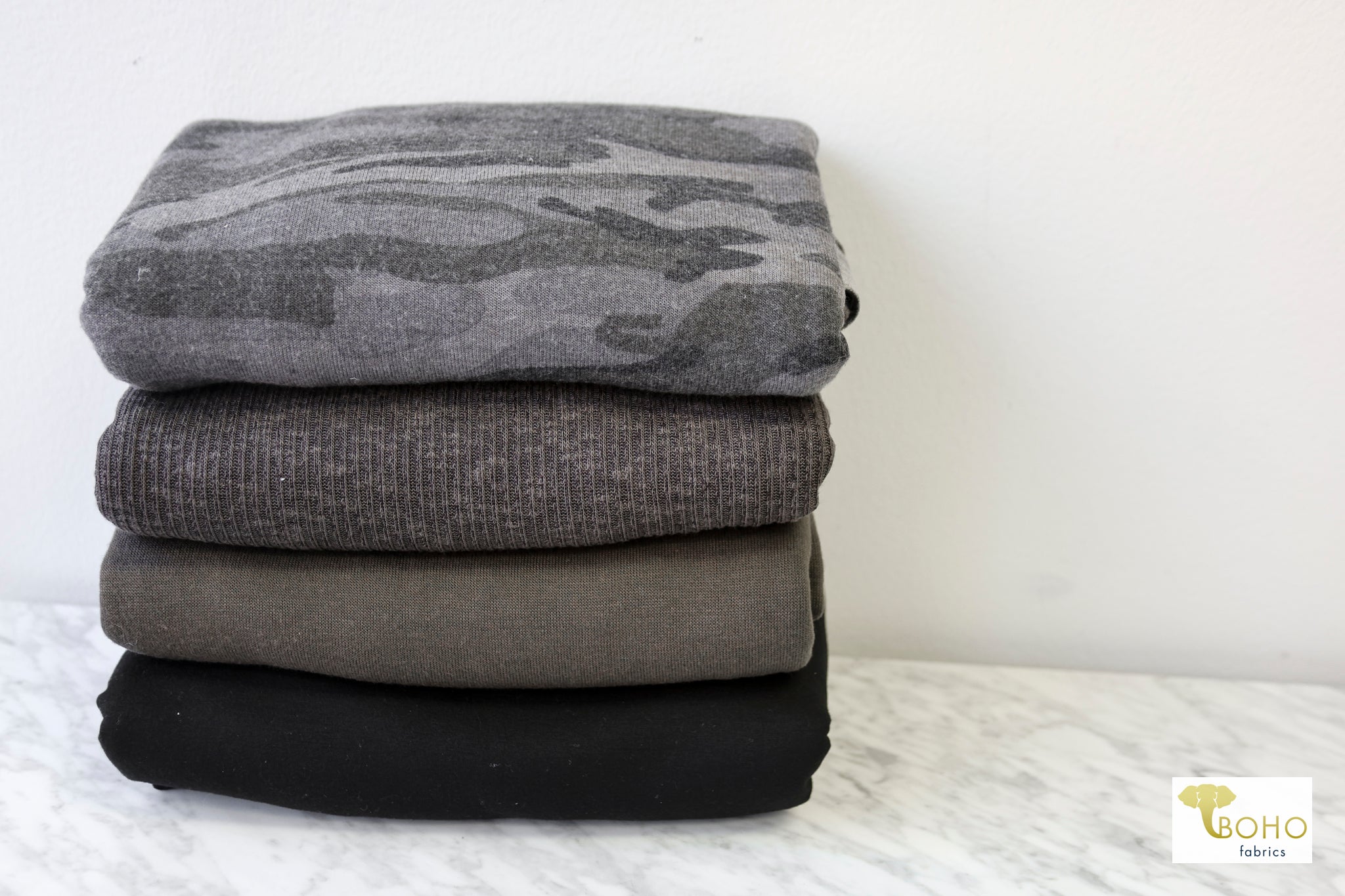 Smokey Camo, Sweater & French Terry Knit Bundle : CM - SWTR - 12 - Boho Fabrics - Fabric Bundles