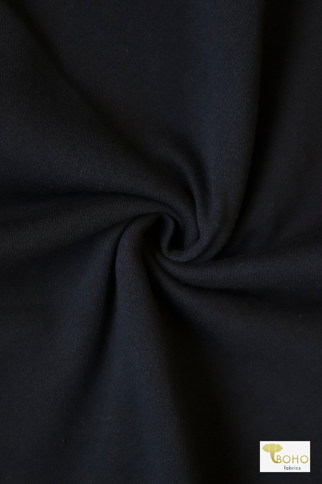 Soft Black, Sweatshirt Fleece Fabric - Boho Fabrics - Sweatshirt Fleece