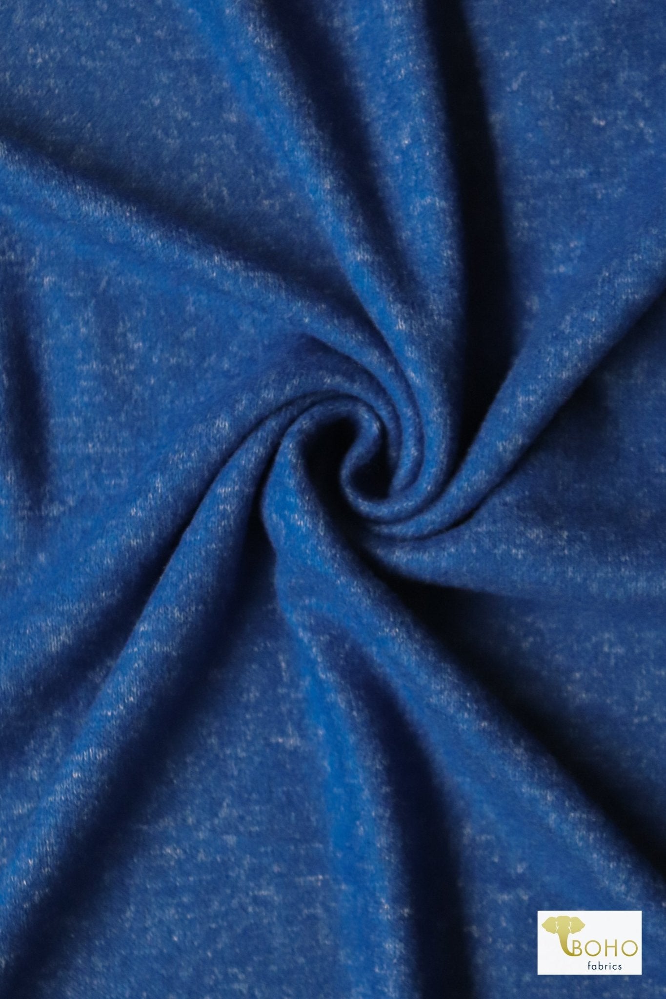 Sonic Heather Blue, Brushed Sweater Solid Knit Fabric - Boho Fabrics