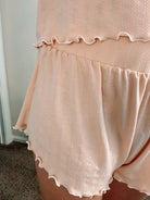 Stitched Stripes in Peach, Pointelle Rib Knit. RIB - 129 - PNK - Boho Fabrics - Rib Solid, Knit Fabric