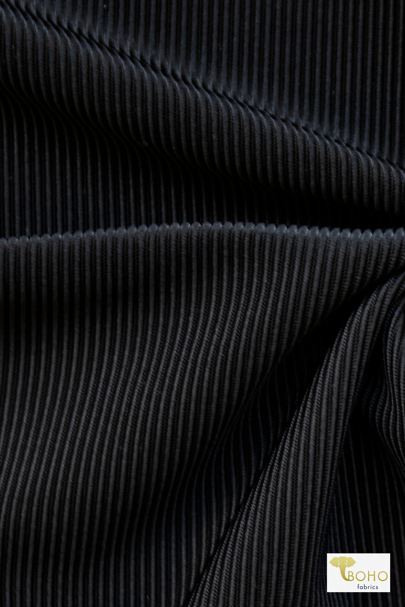 Stretch Corduroy Black Fabric - Boho Fabrics - Novelty Knit