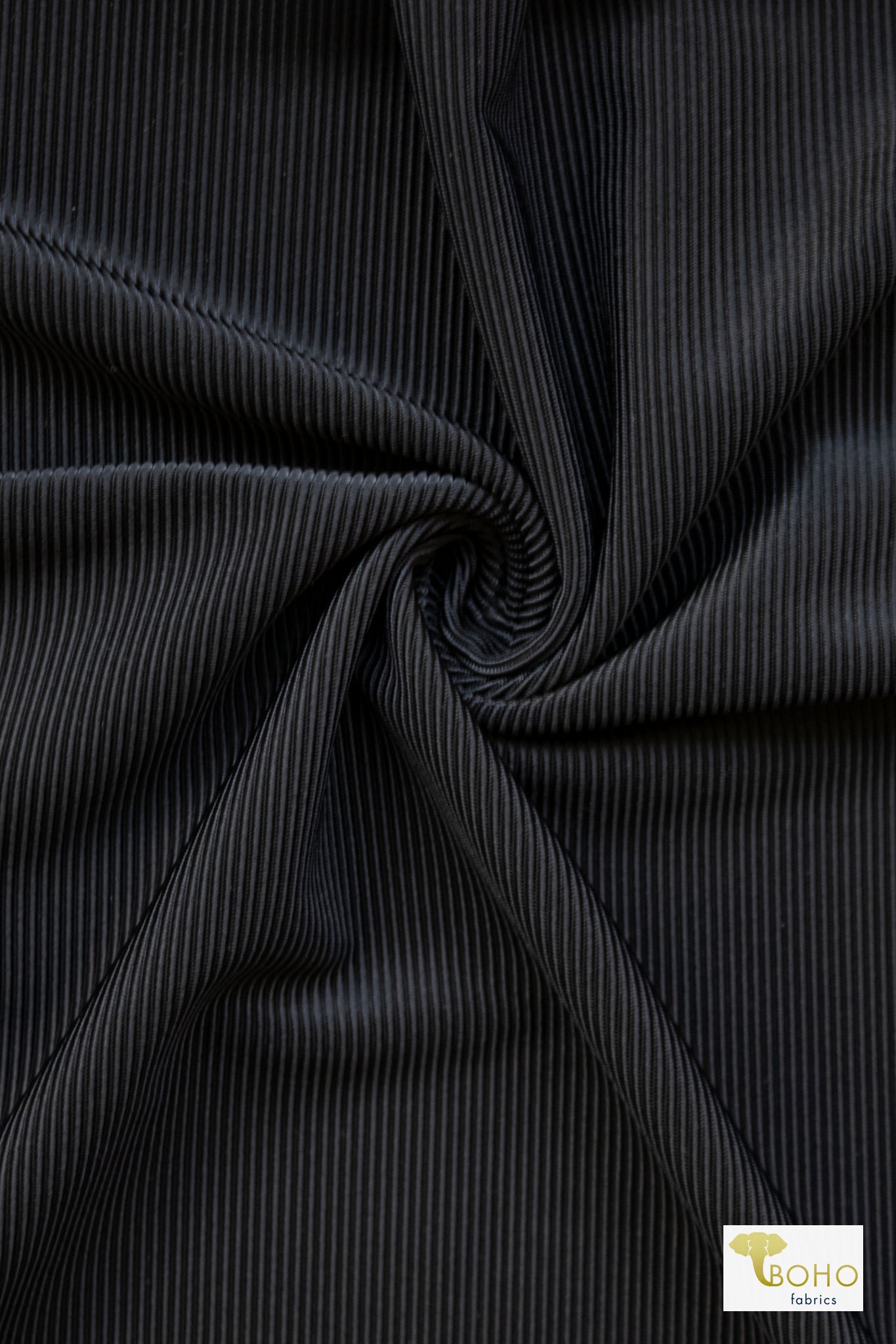 Stretch Corduroy Black Fabric - Boho Fabrics - Novelty Knit